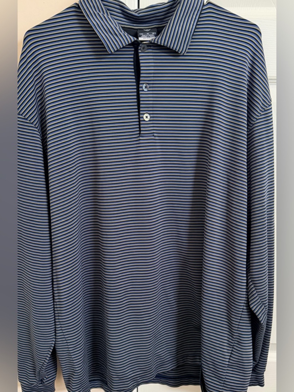 Nike DriFit UV Multicolored Striped Men’s XL LongSleeve Polo Shirt w/ embroidery